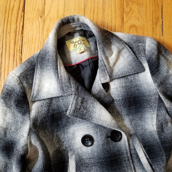 Maralyn & Me Juniors Plaid Peacoat Black Small - Picture 2 of 7